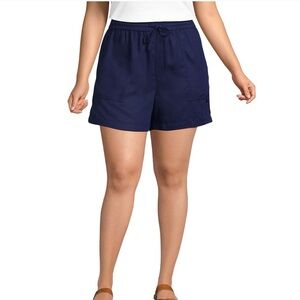 Lands’ End High Rise Drawstring 5" TENCEL™ Fiber Shorts medium 10-12 navy blue